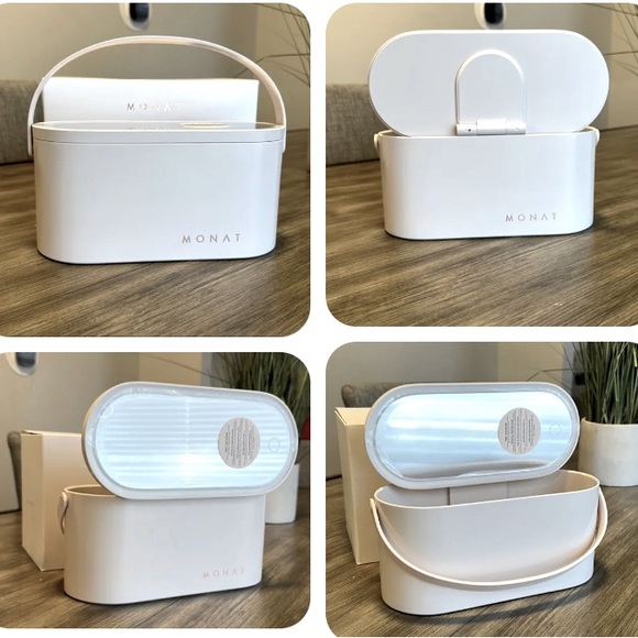 MONAT Cosmetics Skincare Makeup Travel Hard Case with LED light Mirror Pink - Picture 1 of 2